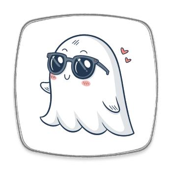 Schicke Ghost Sonnenbrille - Viereckiger Kühlschrankmagnet - Weiß - Vorne