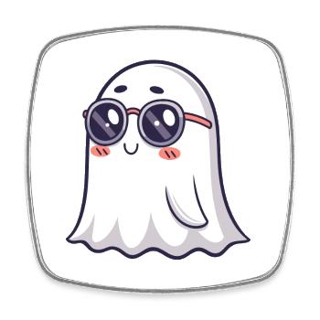 Retro Phantom Runde Brille - Viereckiger Kühlschrankmagnet - Weiß - Vorne