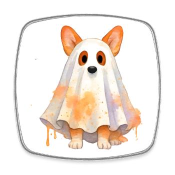 Chien Fantôme Aquarelle - Magnet carré - blanc - Devant