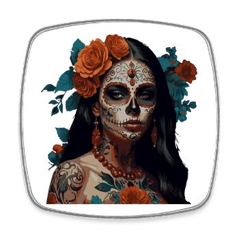 Sugar Skull Floral Crown - Square fridge magnet - white - Front
