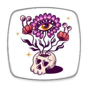 Totenkopf Vase - Viereckiger Kühlschrankmagnet - Weiß - Vorne