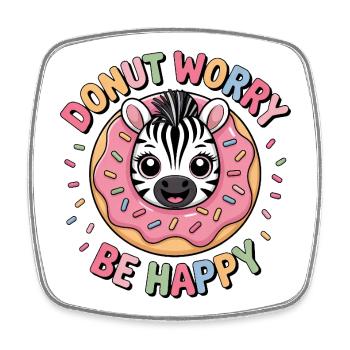 Zebra Donut Candy Dessert Bakery Fun - Square fridge magnet - white - Front