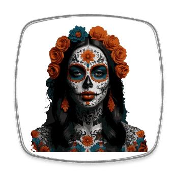 Sugar Skull Blumenkönigin - Viereckiger Kühlschrankmagnet - Weiß - Vorne