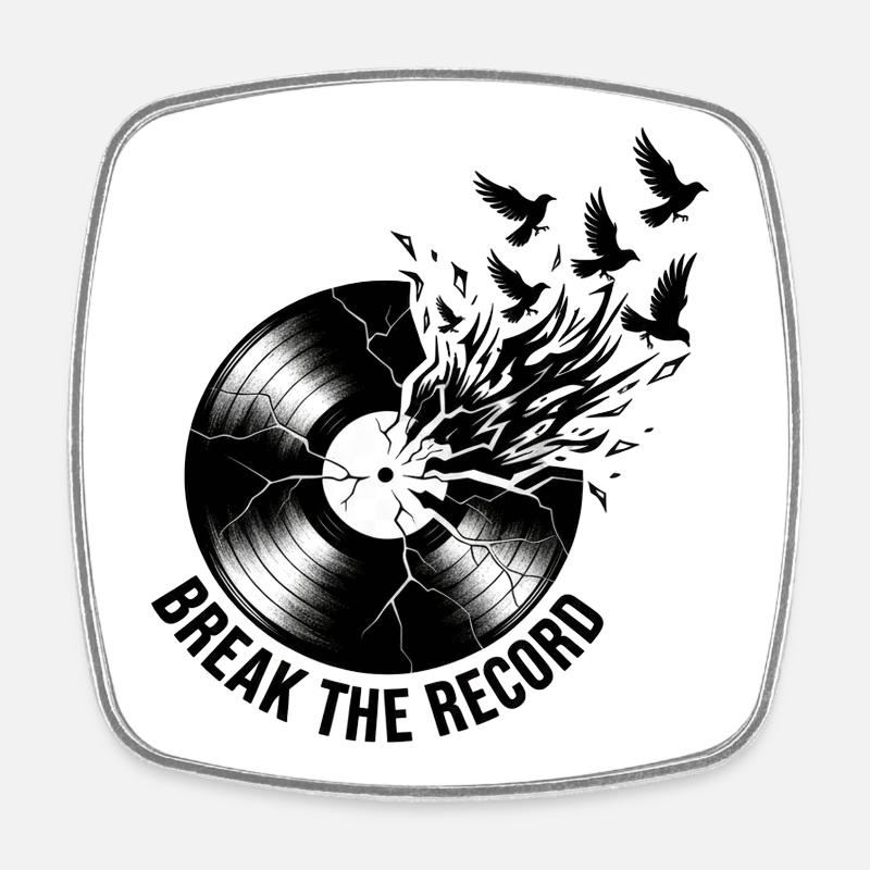 Break_the_Record - Magnet carré - blanc