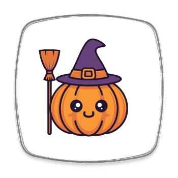 Pumpkin Witch Smile - Square fridge magnet - white - Front