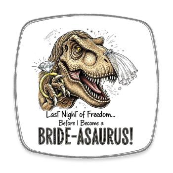 Bride-aurus: Dino Brautnacht - Viereckiger Kühlschrankmagnet - Weiß - Vorne