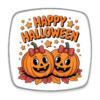 Pumpkin Joy Happy Halloween Duo - Square fridge magnet - white - Front