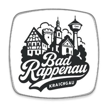 Bad Rappenau Skyline Handlettering Design - Viereckiger Kühlschrankmagnet - Weiß - Vorne