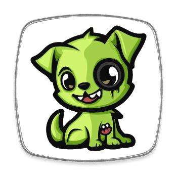 Hund Halloween Zombie Comic - Viereckiger Kühlschrankmagnet - Weiß - Vorne