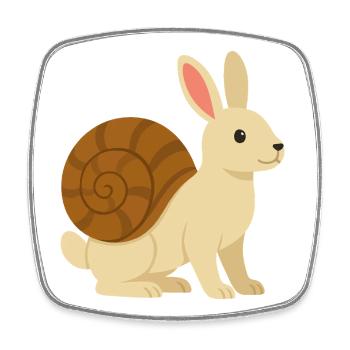 Lapin Escargot tout mignon - Magnet carré - blanc - Devant