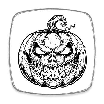 Citrouille d’Halloween en noir, le design de l’horreur - Magnet carré - blanc - Devant