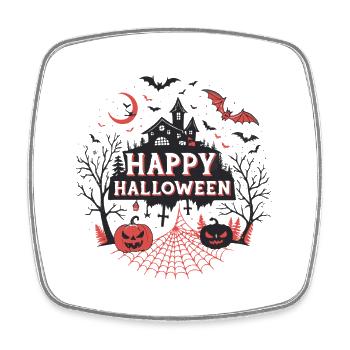 Dark Night Halloween Castle - Square fridge magnet - white - Front