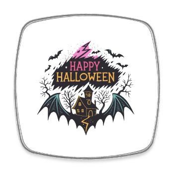 Happy Halloween and Haunted House - Square fridge magnet - white - Front
