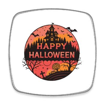 Halloween Château Silhouette - Magnet carré - blanc - Devant