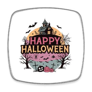 Haunted House Happy Halloween - Square fridge magnet - white - Front