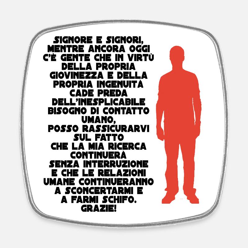 Red human figure on black background - Square fridge magnet - white