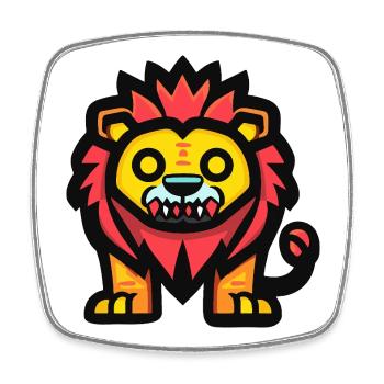 Lion Halloween Zombie - Magnet carré - blanc - Devant