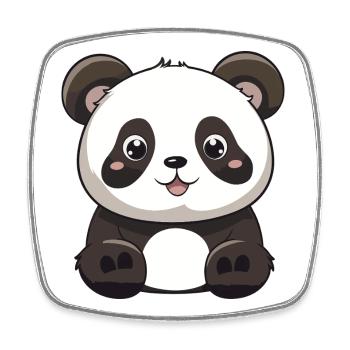 Soft and Charming Cartoon Panda - Square fridge magnet - white - Front
