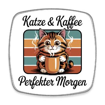 Cat Coffee Retro Coffee Break - Square fridge magnet - white - Front