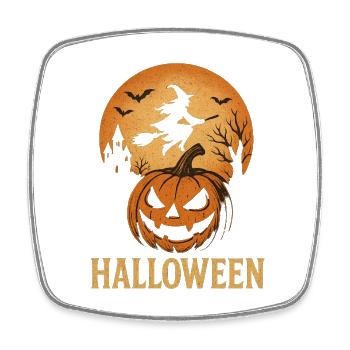 Halloween Kürbis Silhouette Mond - Viereckiger Kühlschrankmagnet - Weiß - Vorne