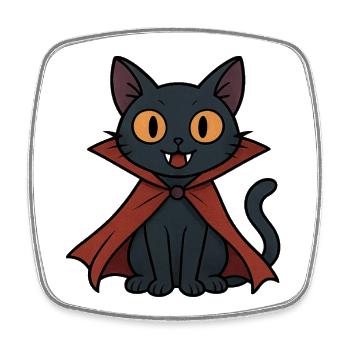 Chaton vampire en cape chat noir - Magnet carré - blanc - Devant