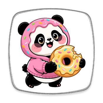 Funny Panda with Donut Halloween Candy - Square fridge magnet - white - Front