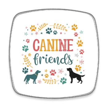 Bunte Hundefreundschaft - Viereckiger Kühlschrankmagnet - Weiß - Vorne