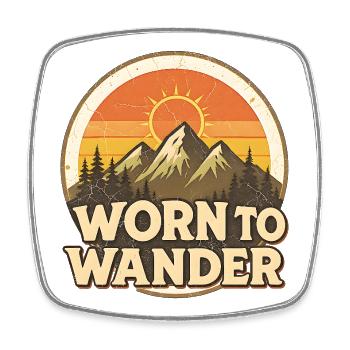 Retro Grunge – Worn to Wander - Square fridge magnet - white - Front