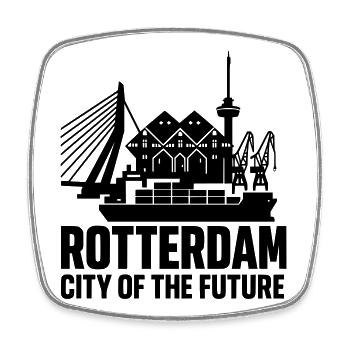 Rotterdam City Of The Future - Viereckiger Kühlschrankmagnet - Weiß - Vorne