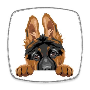 Chiot berger allemand timide - Magnet carré - blanc - Devant