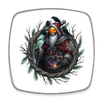 Der Schädel des Weihnachtsmanns - Viereckiger Kühlschrankmagnet - Weiß - Vorne