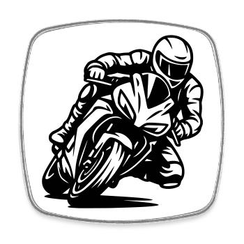 Motorrad - Viereckiger Kühlschrankmagnet - Weiß - Vorne