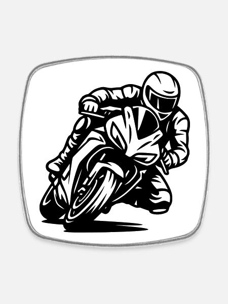 Motorrad - Viereckiger Kühlschrankmagnet - Weiß