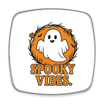 Spooky Vibes Halloween Ghost - Square fridge magnet - white - Front