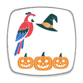 Kürbisgeist und Papagei Halloween - Viereckiger Kühlschrankmagnet - Weiß - Vorne