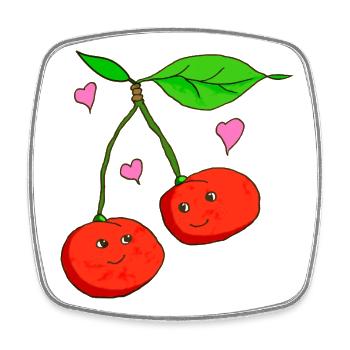 Cherries - Square fridge magnet - white - Front