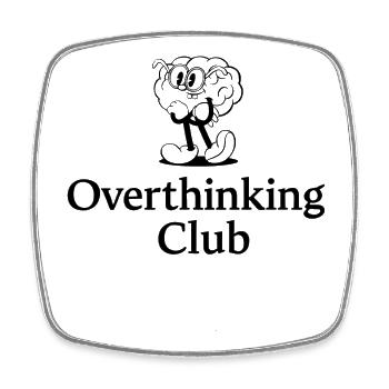 Overthinking Club Retro Comic Design - Viereckiger Kühlschrankmagnet - Weiß - Vorne