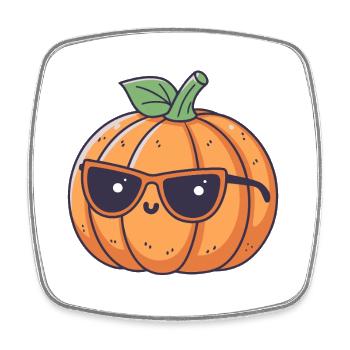 Pumpkin chic eyeglasses - Square fridge magnet - white - Front