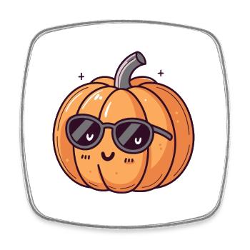 Smiling pumpkin in glasses - Square fridge magnet - white - Front