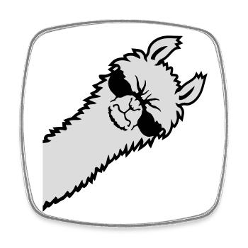 Lama Wütend Guckend Seite Sonnenbrille Cool Sauer - Viereckiger Kühlschrankmagnet - Weiß - Vorne