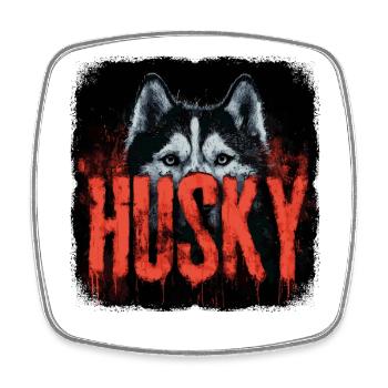 Chien husky – Hunde Portrait Design - Magnet carré - blanc - Devant