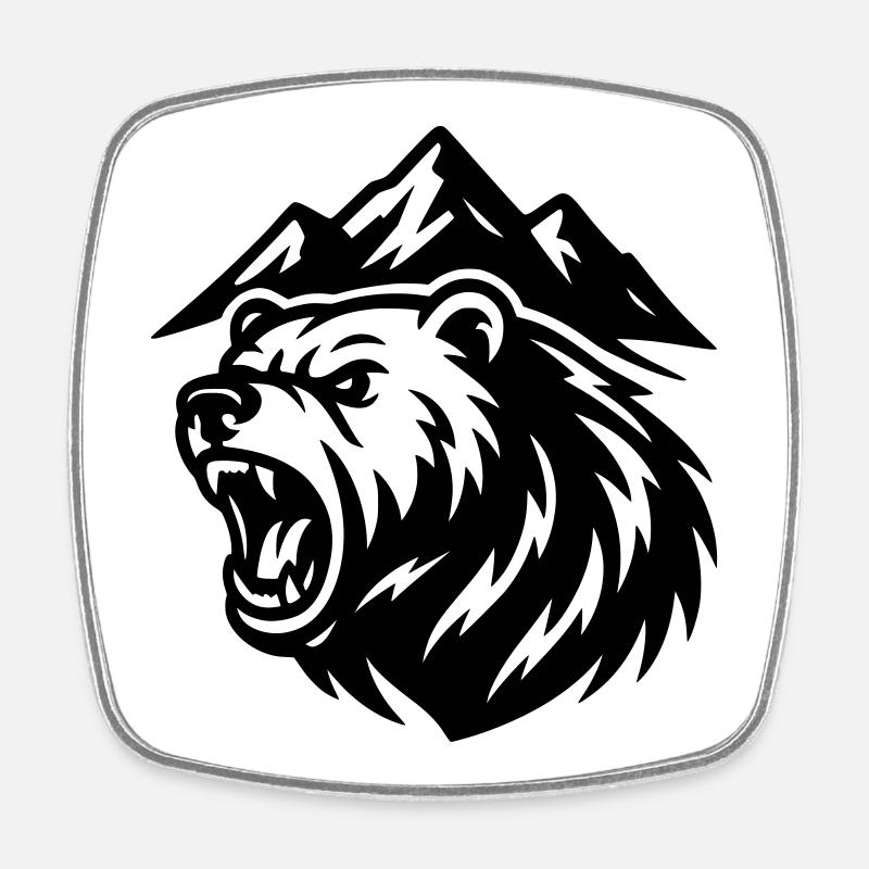 Mountain Bear - Square fridge magnet - white