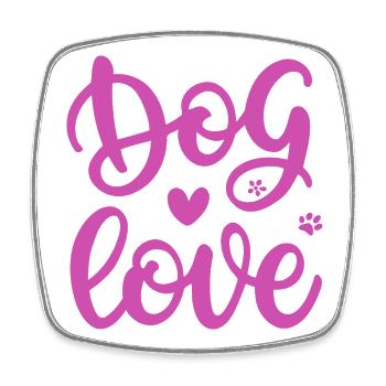 Amour Chien Doodle Rose - Magnet carré - blanc - Devant