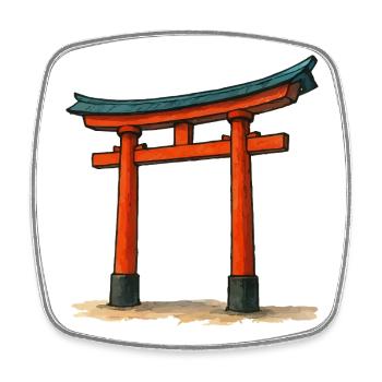 Red Shinto Torii Gate Illustration - Square fridge magnet - white - Front