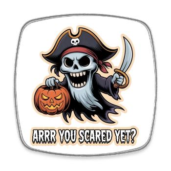 Pirate Boo – Spooky Cute Halloween Ghost sword - Viereckiger Kühlschrankmagnet - Weiß - Vorne