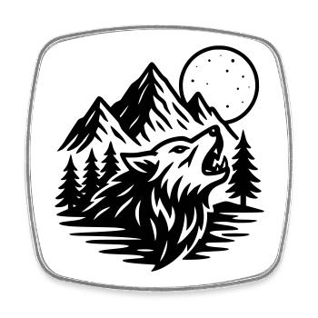 Vollmond Wolf - Viereckiger Kühlschrankmagnet - Weiß - Vorne