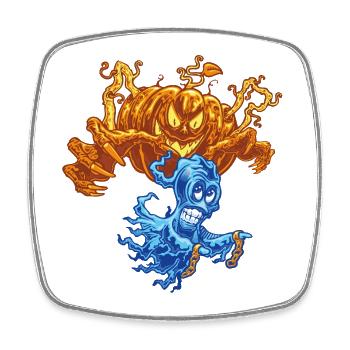 🎃Haunted Pumpkin Ghost Hunter 👻 - Square fridge magnet - white - Front