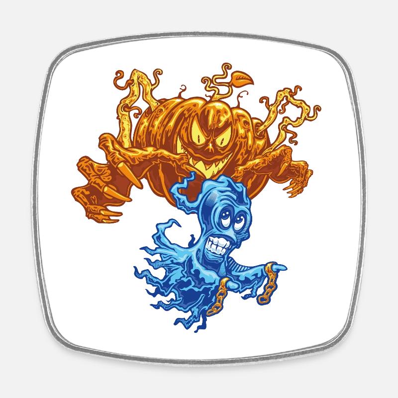 🎃Haunted Pumpkin Ghost Hunter 👻 - Square fridge magnet - white