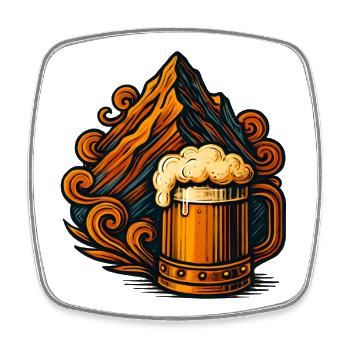 Alpine Beer Mountain Magic - Square fridge magnet - white - Front