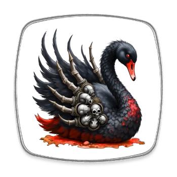 Black Swan with Skulls - Square fridge magnet - white - Front